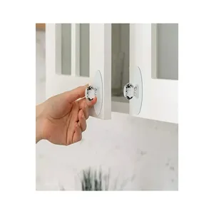 Mucit Home Transparent Crystal Headed 2-Piece Adhesive Handle <b>Cabinet</b> Drawer Handle Hanger - Product Image 1