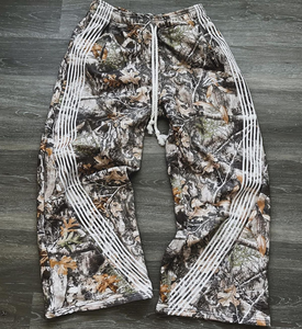 High Quality Custom <b>Men</b> Loose Formal Black Side <b>camo</b> printed Screen Print Straight Breathable Cotton Jogger Track <b>Pants</b> - Product Image 1