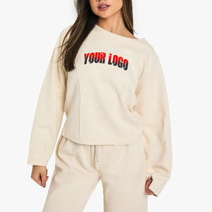 Sweat-shirt d'hiver pour femme en coton 100% en gros, logo imprimé en 3D personnalisé, épaules tombantes surdimensionnées - Product Image 6