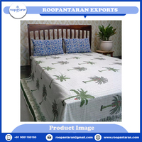 Couette réversible toutes saisons en coton 100% imprimée à la main motif palmier indien, taille Queen, pour climatisation, en promotion au meilleur prix