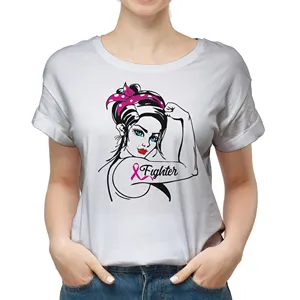 Tshirts For Women 100% Cotton Pink Ribbon Women Breast Cancer Awareness Men Women Unisex Blank Casual Couple T Shirt Plain