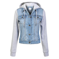 Veste en jean à capuche élégante pour femme MAXOUT SPORTS, manches classiques, fermeture boutonnée, respirante, coupe-vent, design personnalisé, finition brute