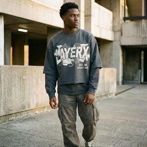 <b>Men</b> Heavyweight Cotton Boxy Fit <b>Crop</b> <b>Top</b> Custom Oversized 3D for Distressed Punk Style Silk Screen Printed Streetwear Tee - Product Image 1