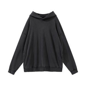 Alta calidad Hip Hop Style logo Custom Retro Oversize Heavy Cotton Plain Pullover Hoodie DDP Envío - Product Image 3