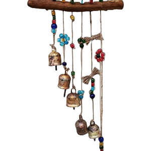 Handmade Rustic Boho Wind <b>Chimes</b> Beaded Country Farmhouse Dcor Set of 5 Pieces - Product Image 4