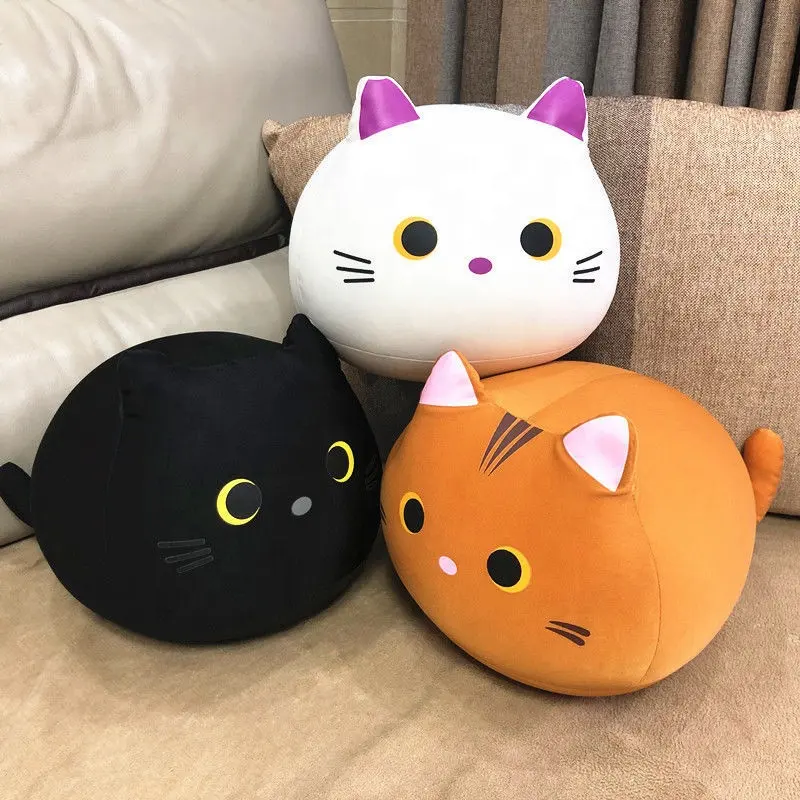 Regali del fumetto Kawaii peluche di cotone farcito cartone animato nero bianco giallo gatto peluche bambola