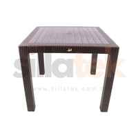 Table en rotin 90x90 de haute qualité, design moderne, fabricant turc, couleur blanche, verre pour entrée d'hôtel, salle à manger, chambre