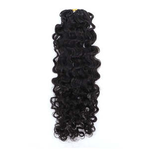 Extensions de cheveux vierges indiens humains, ondulation profonde, crochet plume, trame simple, Miracles Knots k Beth 60g - Product Image 1