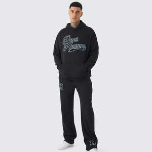 Fabricante de ropa personalizada unisex para chándal con estampado Puff conjunto de Jogger de fitness de talla grande sudaderas con capucha de invierno pantalones de chándal logotipo personalizado - Product Image 1