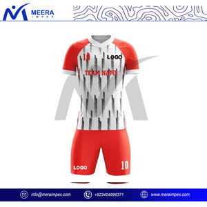 100% polyester tissu hommes Football uniforme nouveau Design personnalisé imprimé solide rouge/blanc couleur respirant vêtements d'entraînement maillot de football - Product Image 3