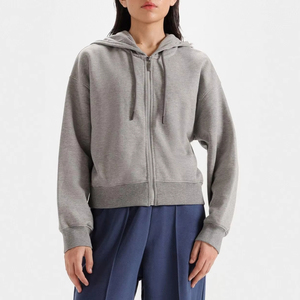 Sudadera con Capucha y Cremallera para Mujer, Diseño Clásico Sólido, Sudadera con Capucha y Cremallera para Mujer, Corte Ajustado Informal - Product Image 1