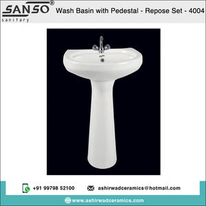 Lavabo de Pedestal Ovalado de Cerámica Blanca Clásica de Calidad Superior, con un Solo Orificio, Capacidad de 20L, Montado en el Suelo - Product Image 2