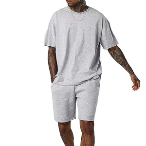 Ensemble décontracté d'été pour hommes en tissu éponge uni, T-shirt à manches courtes 100 % coton séchage rapide, ensemble 2 pièces pour hommes 2026 - Product Image 2