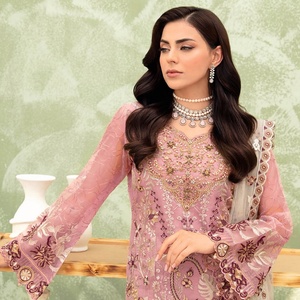 Vestidos bordados de boda para niñas marca pakistaní Ramsha MINHAL 9 3 piezas Organza Salwar Kameez trajes fiesta larga viste pakistaní - Product Image 5