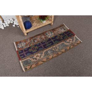 Alfombra de retazos Vintage de lana marrón bohemia de área grande (1,4X2,8 pies) Rectangular para pasillo Entrada Látex Característica de verano - Product Image 2