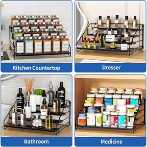 Porte-épices à 4 niveaux pour armoire, organisateur de porte-épices, porte-épices réglable en profondeur pour comptoir, armoire, étagère d'assaisonnement - Product Image 5