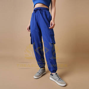 Ropa de calle para mujer, pantalones de chándal de invierno con logotipo personalizado, pantalones Cargo de lana de algodón 100%, ropa de gimnasio de marca personalizada - Product Image 3