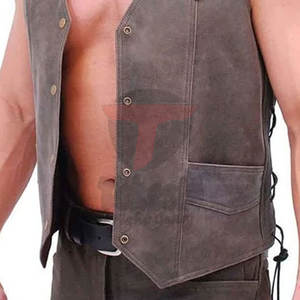 เสื้อกั๊กหนังแท้คอวีปรับแต่งได้สำหรับ2025เสื้อลำลองระบายอากาศได้ด้านนอกมีกระเป๋าสำหรับฤดูใบไม้ร่วง - Product Image 4