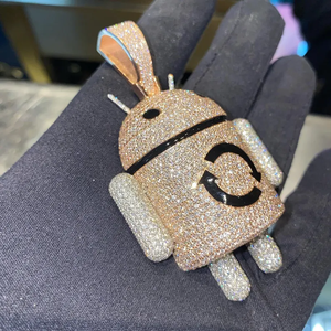 Colgante de diamante de moissanita helado de latón estilo Hip Hop, collar chapado en oro de dos tonos para hombres, joyería de moda - Product Image 5