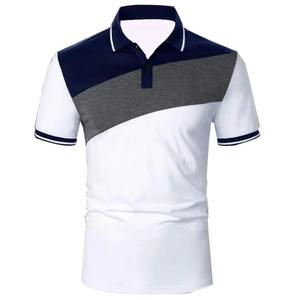 Camiseta Deportiva de Moda para Hombre, Primavera-Verano, Algodón, Estilo Patchwork, Cuello con Botones, Manga Corta, Informal - Product Image 4