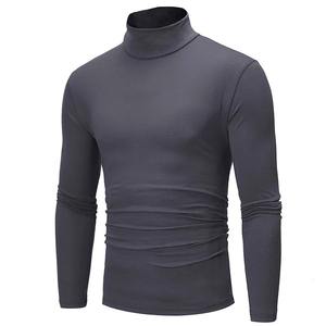 Automne hiver hommes col haut T-shirt Slim Fit mode haute élastique à manches longues décontracté respirant vêtements pull - Product Image 5