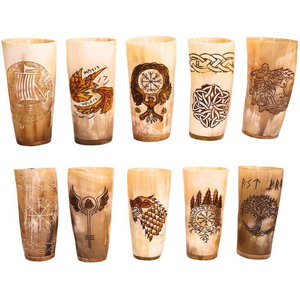 Copa de Vino de Cuerno de Búfalo Semiburnida de Calidad Antigua Personalizada, Siempre Pulida, Ideal para Amantes del Vino Tinto - Product Image 1