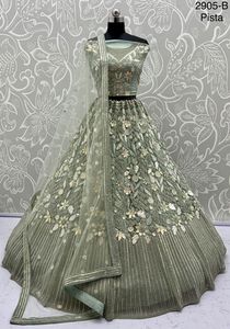 Patch design paon et éléphant & Zari Work and Thread Work Bridal Lehenga - Product Image 3