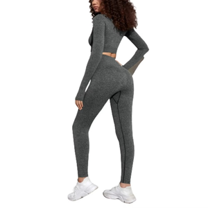 Femmes 2 pièces Gym Fitness ensembles Sexy Yoga Legging & Running Wear solide motif usine personnalisable - Product Image 3