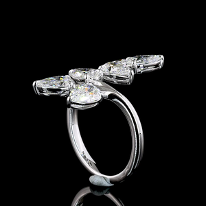 Ensemble de bague de fiançailles en or blanc 14 carats avec diamant en forme de poire, demi-éternité, 3 carats - Product Image 4