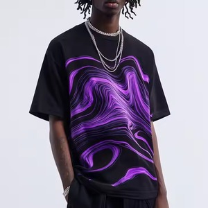 T-shirt surdimensionné 100% coton pour hommes Style décontracté avec col rond en détresse sérigraphie 240 grammes poids du tissu - Product Image 1