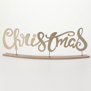 Texte de Noël en métal de conception créative avec base en bois pour la décoration de table de Noël d'Inde - Product Image 4