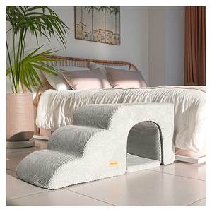 [AllmioPet] Escalier pour animaux de compagnie de style grotte à 3 marches, gris AMP C3 GR, 3 en 1, sûr et confortable, pour chien, chat, escalier pour animaux de compagnie pour canapé, lit, escalade - Product Image 4