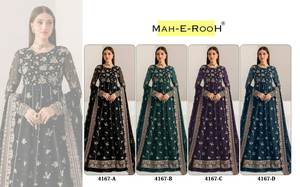 ชุดเดรสสำหรับงานดิวาลีชิ้นนี้สวมใส่สบายและระบายอากาศได้ดีมากที่สุดชุดยาวผ้าจอร์เจียพร้อมชุดเสื้อผ้า - Product Image 6