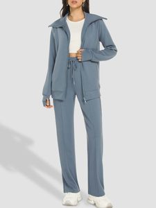 Ensembles de survêtement 2 pièces pour femmes tenues de salon à manches longues Double fermeture éclair sweat pantalon de survêtement survêtement décontracté - Product Image 3