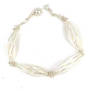 925 Sterling <b>Silver</b> Filigree Leaf Motif <b>Cuff</b> <b>Bracelet</b> Fashionable and Elegant Accessory - Product Image 1