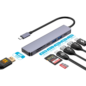 Hub USB-C Porodo 7 ports avec 4K pour interface HDMI et double USB-A 3.0 Produit en stock - Product Image 4