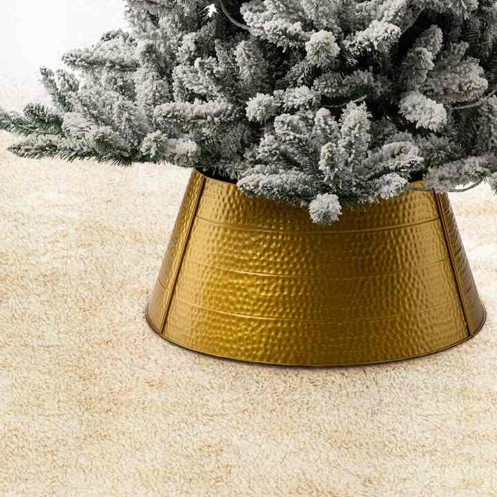 Brightown 28\" Diameter Metal Christmas Tree Collar Stand Protection and Pet-Resistant Skirt Base Holiday Accessory Collar
