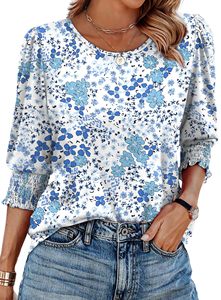 Camicette da donna eleganti top Casual a maniche 3/4 con polsini a smock tinta tinta semplice per l'autunno primavera estate - Product Image 5