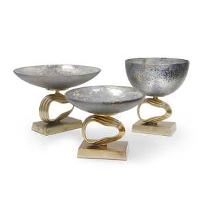 Wholesale Aluminum Modern Eco-Friendly Party Fruit Serving <b>Bowl</b> Set with Gold Stand - Product Image 1