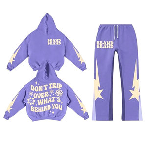 2025 nouveauté pull imprimé bouffant surdimensionné évasé panneau Style personnalisé empilé pantalons de survêtement survêtements par Elson Sports - Product Image 1