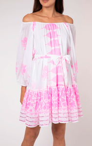 Robe Boho Beach Retreats pour femmes avec imprimé Dhaka rose style polyvalent et ceinture amovible pour femmes - Product Image 6