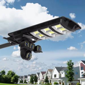 กล้องวงจรปิดพลังงานแสงอาทิตย์ Wi-Fi กันน้ำ พร้อมไฟส่องสว่างกลางแจ้ง เซ็นเซอร์ตรวจจับความเคลื่อนไหว มองเห็นในเวลากลางคืน แอป V380/V380pro เลนส์คู่ 3 ตัว - Product Image 1