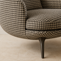 Fauteuil enveloppant en tissu pied-de-poule personnalisé, fauteuil d'appoint moderne pour hôtel, villa, appartement