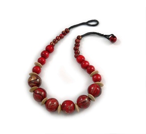 Pulsera flexible de fusión de color de cuentas de madera gruesas Rojo Negro Cuentas de madera de colores personalizadas en forma y tamaño Entrega rápida desde la India - Product Image 2