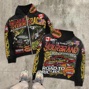 Sweat à capuche zippé en coton polaire de haute qualité Sweat à capuche à fermeture éclair bidirectionnelle surdimensionné Fabricant personnalisé - Product Image 6