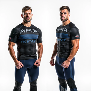 Grappling Rash Guard para MMA con compresión personalizada Fit Diseño de lucha de manga completa y corta kimono de jiu jitsu - Product Image 2