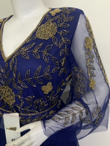 ชุดราตรีผู้หญิงแขนยาวทรงบานผ้าตาข่ายสไตล์อัฟกานิสถาน ชุดแต่งงานมุสลิม ชุดออกงานปาร์ตี้ สไตล์ตุรกี พร้อมโลโก้ด้านหลัง - Product Image 5