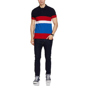 Camiseta de 250g, camiseta de algodón con estampado de pantalla personalizado, camiseta Polo suave de peso pesado de Color de contraste a la moda en blanco para hombres - Product Image 4