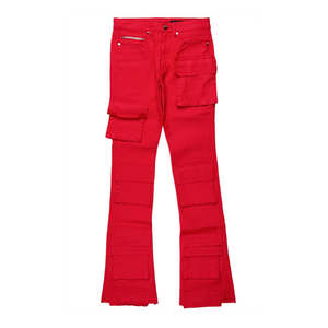 Pantalones de chándal apilados para hombre con diseño y logotipo personalizados al por mayor 100% tela de algodón Flare Track Jogger polar a la venta - Product Image 6