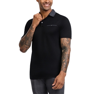 Polo en coton personnalisé de qualité supérieure pour homme, décontracté, uni, à manches courtes, coupe ajustée, noir - Product Image 1